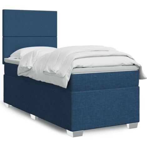 Cama box spring con colchón tela azul 80x200 cm vidaXL (1/5)