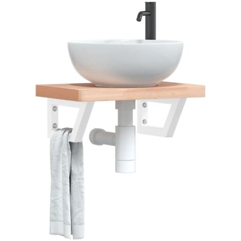 Soportes estante de lavabo 2 unidades trapecio acero blanco vidaXL (1/5)