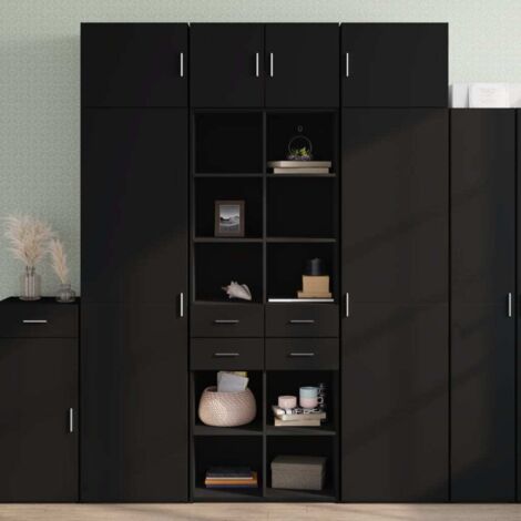 Aparador alto madera de ingeniería negro 70x42,5x185 cm vidaXL