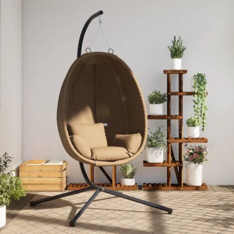 Silla colgante huevo con soporte tela y acero gris taupe vidaXL (1/5)