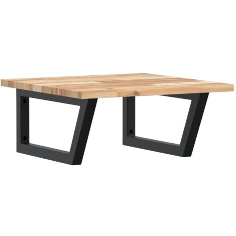 Estante de lavabo de pared acero y madera maciza de acacia vidaXL