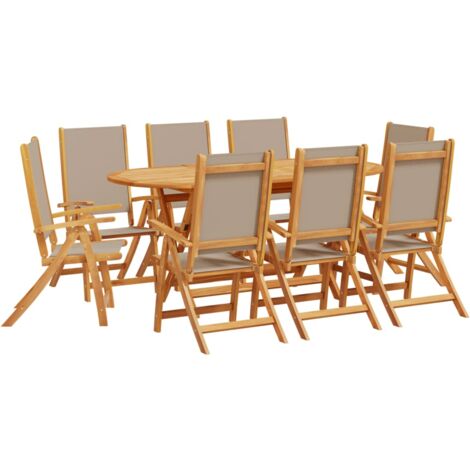 Juego comedor de jardín 9 pzas madera maciza acacia y textileno vidaXL