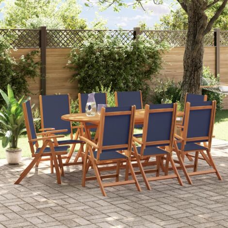 Juego comedor de jardín 9 pzas madera maciza acacia y textileno vidaXL