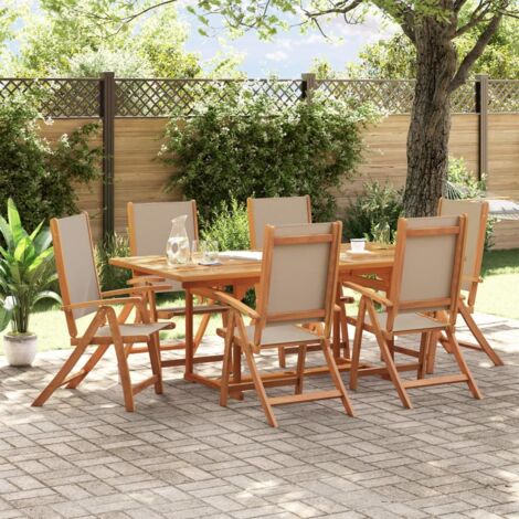 Juego comedor de jardín 7 pzas madera maciza acacia y textileno vidaXL