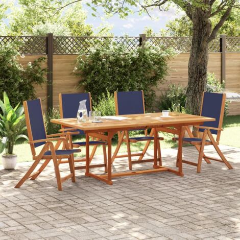 Juego comedor de jardín 5 pzas madera maciza acacia y textileno vidaXL