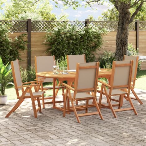 Juego comedor de jardín 7 pzas madera maciza acacia y textileno vidaXL