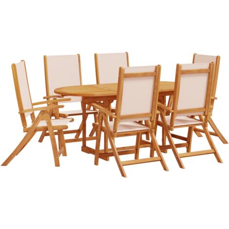 Juego comedor de jardín 7 pzas madera maciza acacia y textileno vidaXL (1/5)