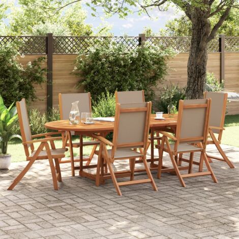 Juego comedor de jardín 7 pzas madera maciza acacia y textileno vidaXL (1/5)