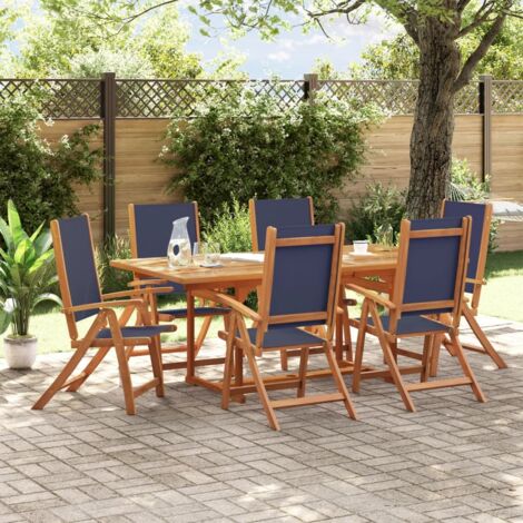 Juego comedor de jardín 7 pzas madera maciza acacia y textileno vidaXL