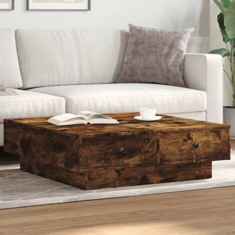 Mesa de centro madera de ingeniería roble ahumado 90x90x28 cm vidaXL