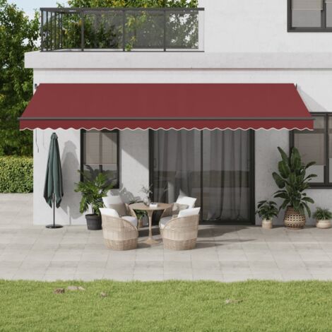 Toldo retráctil manual burdeos 600x350 cm vidaXL