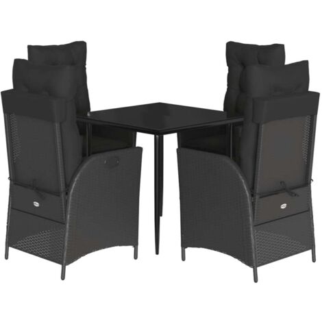 Set de muebles jardín 5 pzas con cojines ratán sintético negro vidaXL (1/5)