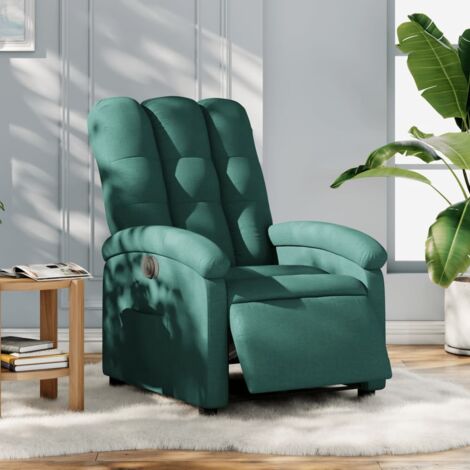 Sillón reclinable eléctrico tela verde oscuro vidaXL