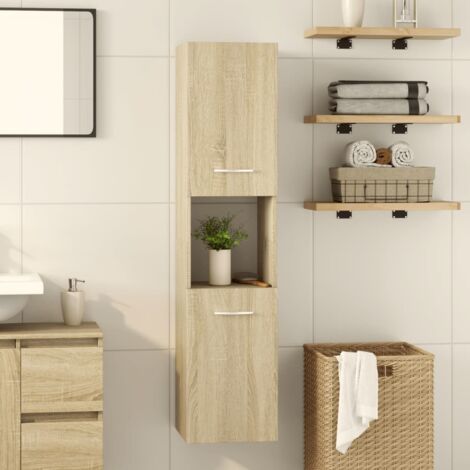 Armario de baño madera ingeniería roble Sonoma 30x30x130 cm vidaXL