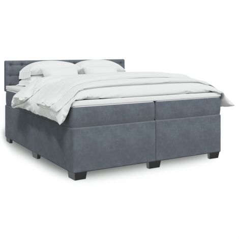 Cama box spring con colchón terciopelo gris oscuro 200x200 cm vidaXL (1/5)