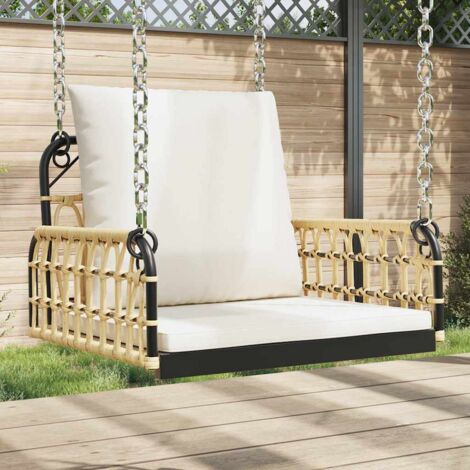 Silla columpio con cojines ratán sintético y acero 63x58x39 cm vidaXL