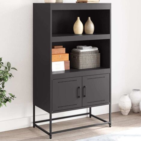 Aparador de acero negro 68,5x38,5x123,5 cm vidaXL