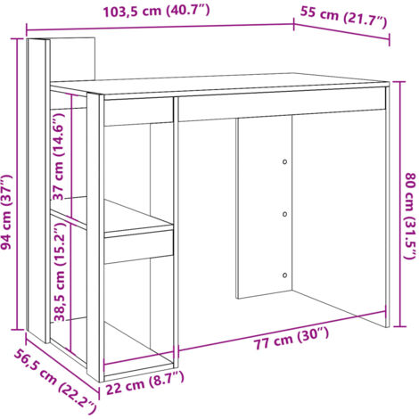 Escritorio madera de ingeniería gris hormigón 103,5x56,5x94 cm vidaXL