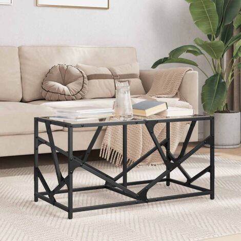 Mesa de centro de acero y tapa vidrio transparente 78,5x40x41cm vidaXL (1/5)
