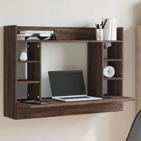 Escritorio de pared madera ingeniería marrón roble 105x48x75 cm vidaXL