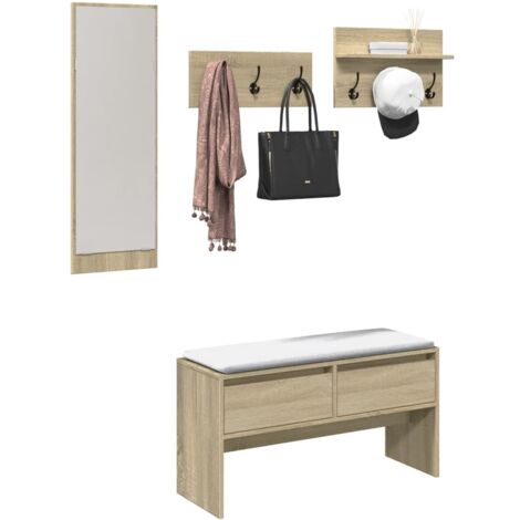 Muebles de recibidor 4 piezas madera de ingeniería roble Sonoma vidaXL