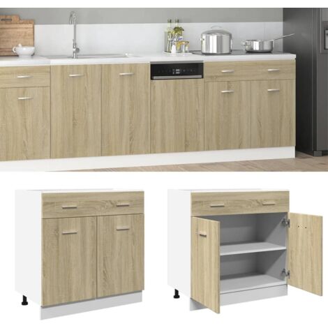 Mueble bajo con cajón "Lyon" de roble Sonoma, 80 x 46 x 81,5 cm, madera de ingeniería, vidaXL
