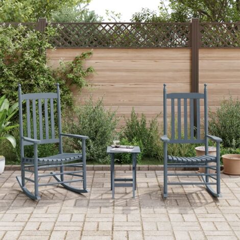 Sillas mecedoras 2 uds mesa plegable madera maciza álamo gris vidaXL