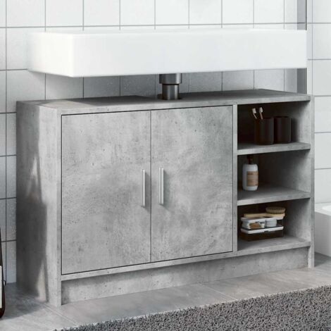 Armario de lavabo madera ingeniería gris hormigón 90x29x55 cm vidaXL