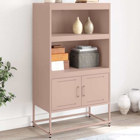 Aparador de acero rosa 68,5x38,5x123,5 cm vidaXL