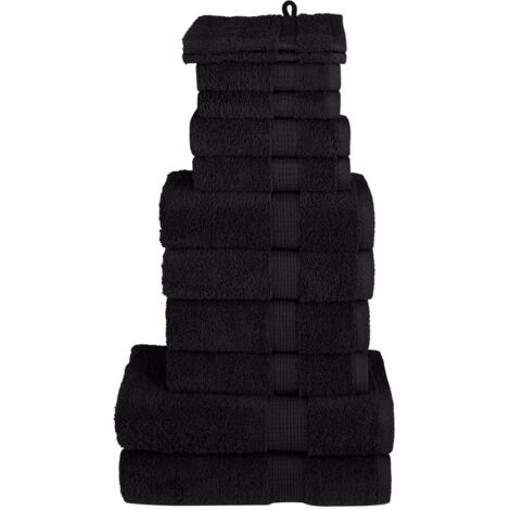 Juego de toallas premium SOLUND 12 unidades negro 600 gsm vidaXL