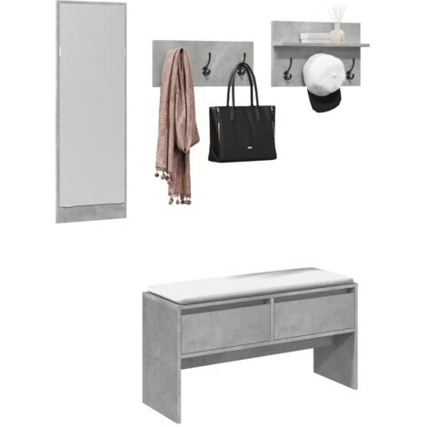Muebles de recibidor 4 pzas madera de ingeniería gris hormigón vidaXL