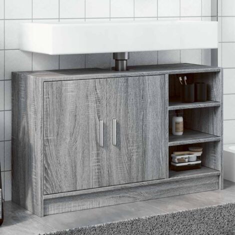 Armario de lavabo madera de ingeniería gris Sonoma 90x29x55 cm vidaXL