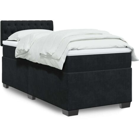 Cama box spring con colchón terciopelo negro 100x200 cm vidaXL (1/5)