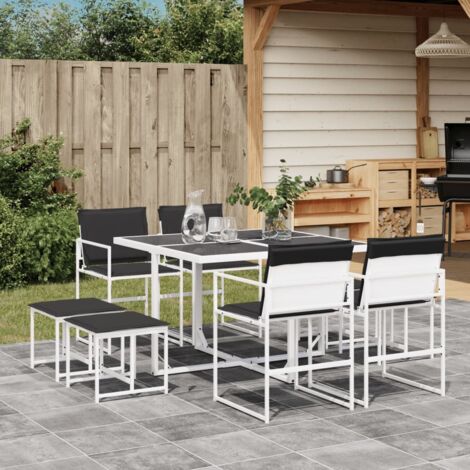 Juego de comedor de jardín 9 pzas con cojines textilene blanco vidaXL (1/5)