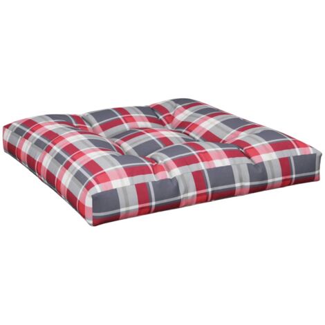 Cojín para sofá de palets tela a cuadros rojo 80x80x12 cm vidaXL
