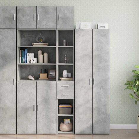 Armario estrecho madera ingeniería gris hormigón 30x42,5x225 cm vidaXL