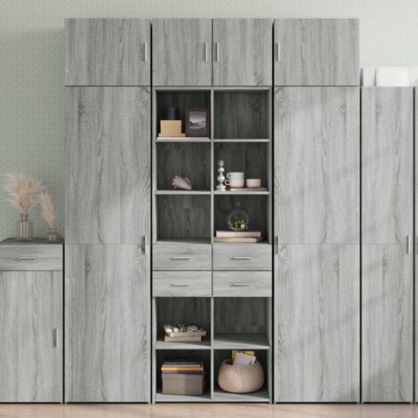 Armario de madera ingeniería gris Sonoma 70x425x225 cm