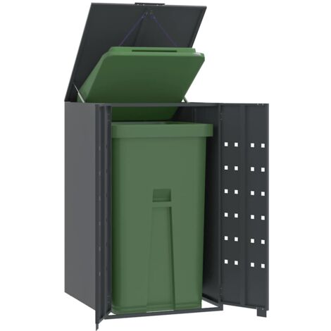 Cubo de basura con ruedas para cubo individual antracita 69x79x117 cm acero vidaXL (1/5)
