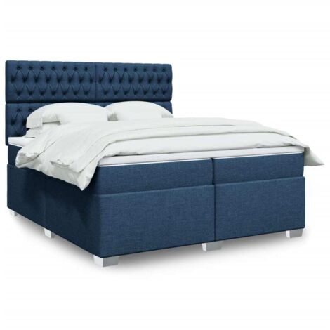 Cama box spring con colchón tela azul 200x200 cm vidaXL (1/5)