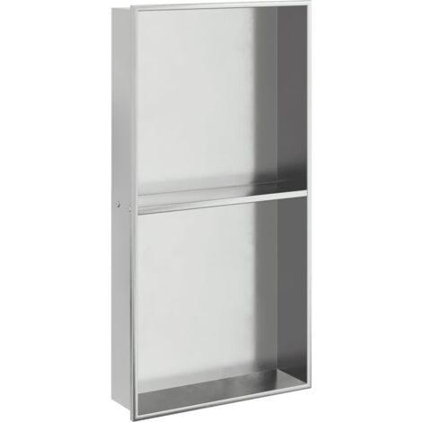 Hornacina ducha acero inoxidable plateado cepillado 32x62x9 cm vidaXL