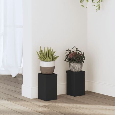 Soportes de plantas 2 uds madera ingeniería negro 10x10x18 cm vidaXL