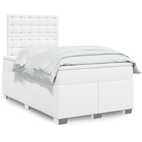 Cama box spring con colchón cuero sintético blanco 120x200 cm vidaXL (1/5)