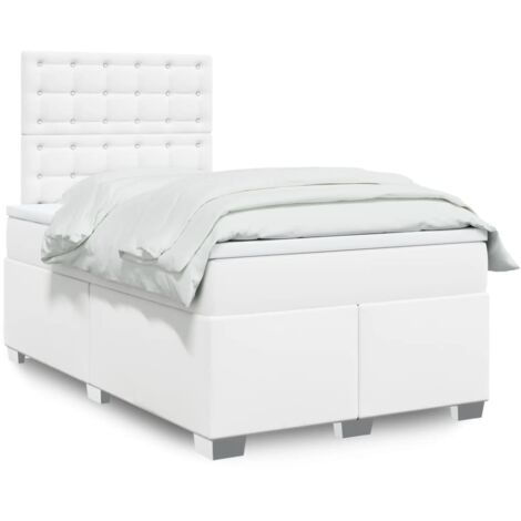 Cama box spring con colchón cuero sintético blanco 120x200 cm vidaXL (1/5)