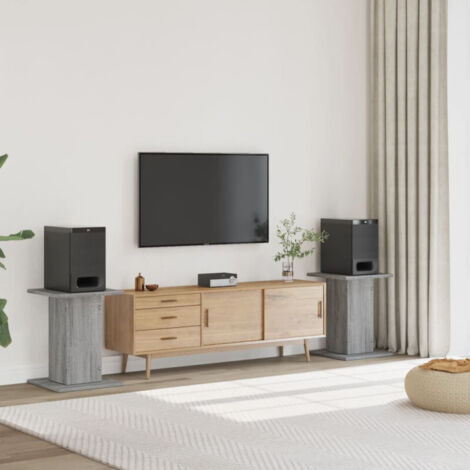 Soportes altavoces 2 uds madera gris Sonoma 30x30x60 cm vidaXL
