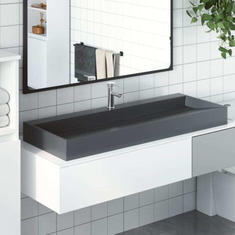 Lavabo de fundición de mineral/mármol antracita 120x46x11 cm vidaXL (1/5)