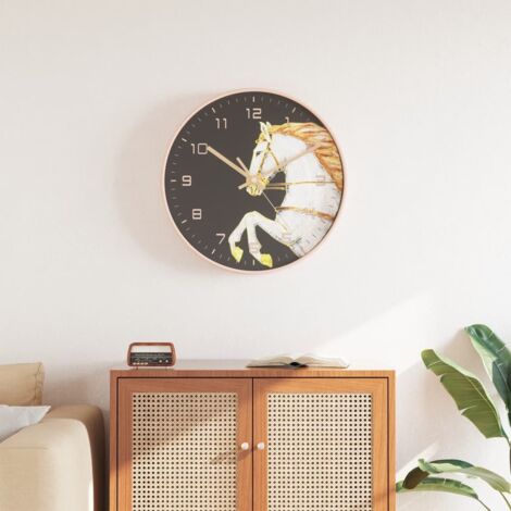 Reloj de pared poliestireno y cristal dorado y blanco Ø29,5 cm vidaXL
