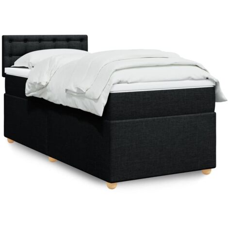 Cama box spring individual con colchón tela negro vidaXL (1/5)