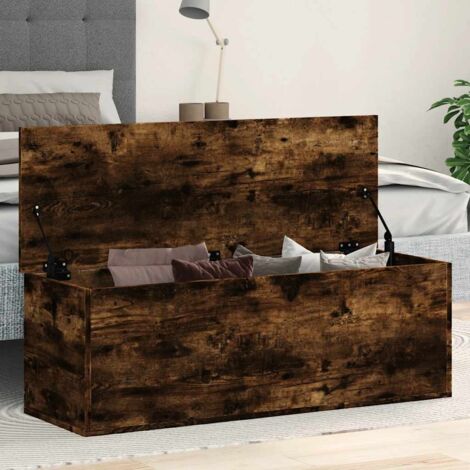 Caja de almacenaje madera ingeniería roble ahumado 102x35x35 cm vidaXL