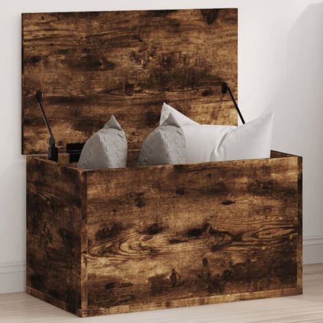Caja de almacenaje madera ingeniería roble ahumado 60x35x35 cm vidaXL