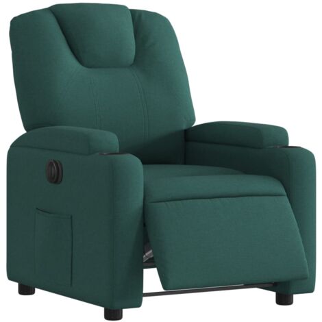 Sillón reclinable eléctrico tela verde oscuro vidaXL